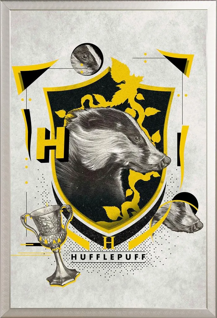 Poster Harry Potter Tassorosso Illustrativo + Cornice Shinsuke Argento