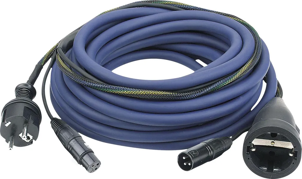 Câble AUDIO d'alimentation et signal Schuko vers XLR 20m de longueur