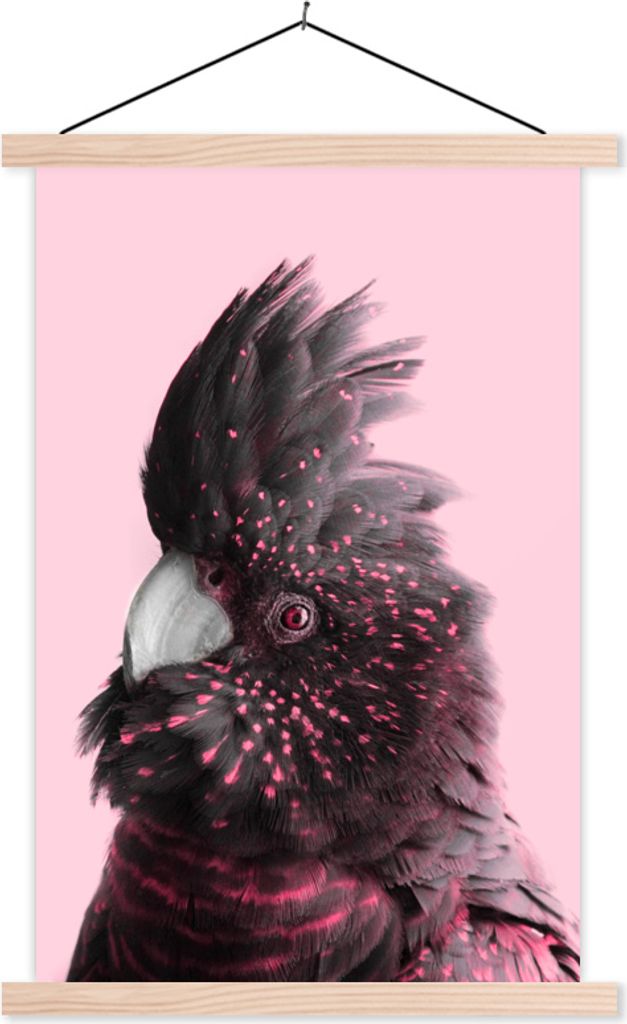 MuchoWow Textilposter Kakadu - Vogel - Rosa 120x180 cm mit holzfarbenen Rahmen - Textil-Plakat