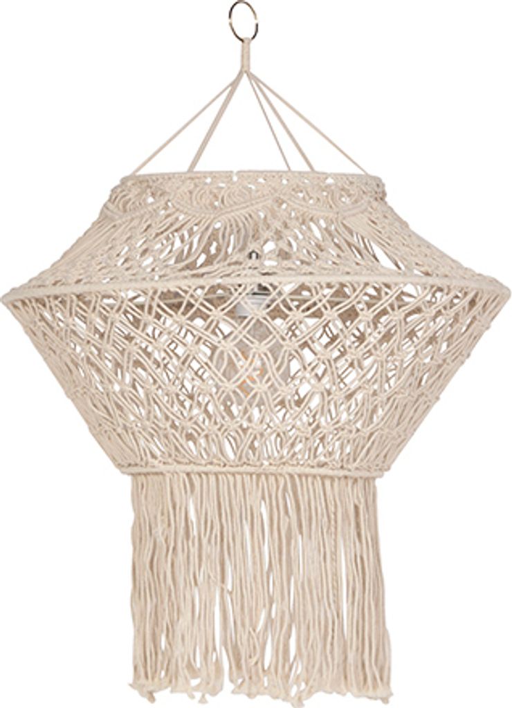 QAZQA Landhaus Seil Makramee Lampenschirm natur 90 cm I Wohnzimmer I Schlafzimmer , Organisch Geeignet für Hängelampe