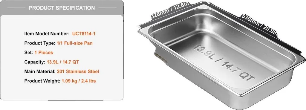 Vaschetta Buffet Acciaio Inox 4'' - Bacinella Gastronorm Professionale