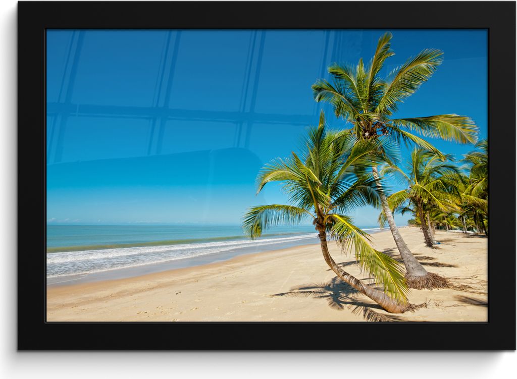 MuchoWow MuchoWow Gerahmtes Poster Strand - Meer - Palme 30x20 cm - Poster mit zchwarzem Bilderrahmen - Kunstdruck - Bild-Poster