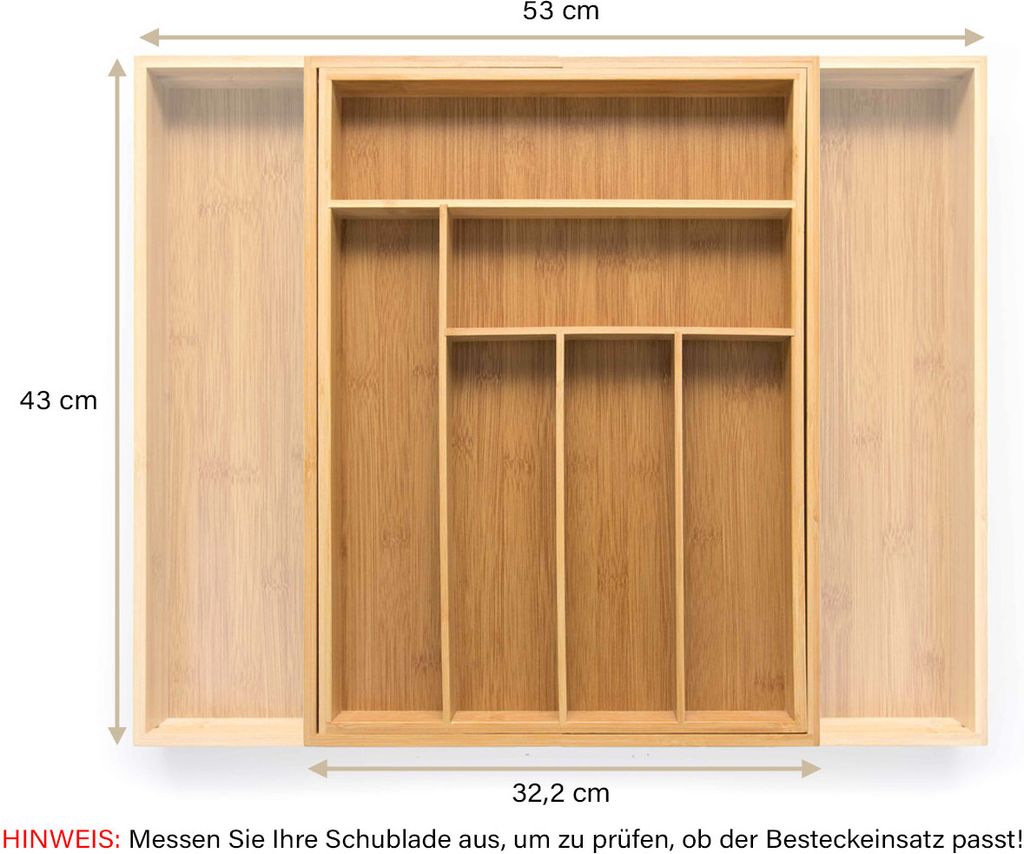 Budu Besteckkasten #43 (43 cm) aus Bambus - Ausziehbar -