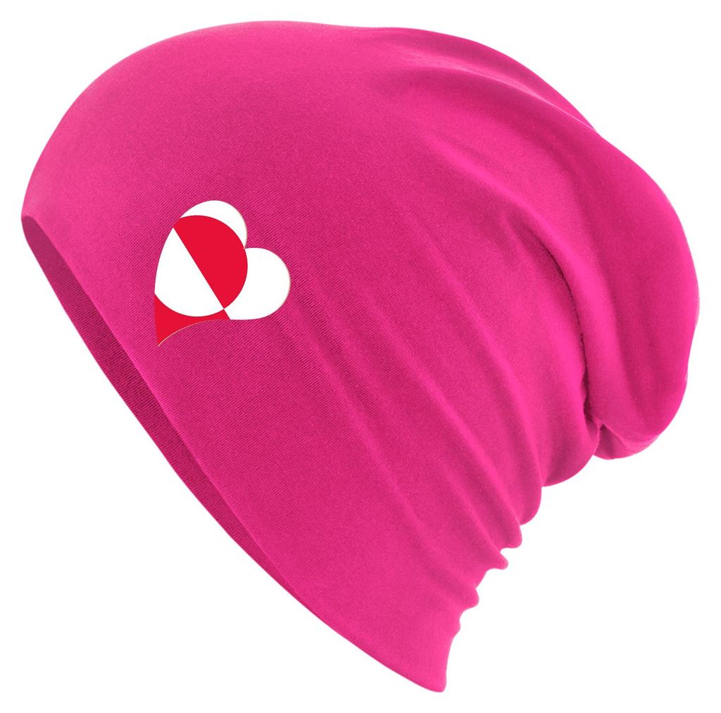 Huuraa Beanie Grönland Flagge Herz Fuchsia One Size Baumwolle und Elasthan Mütze Geschenkidee