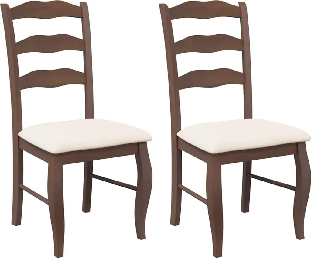 vidaXL Sedie da Pranzo Legno Massello di Gomma con Cuscino 2 pz