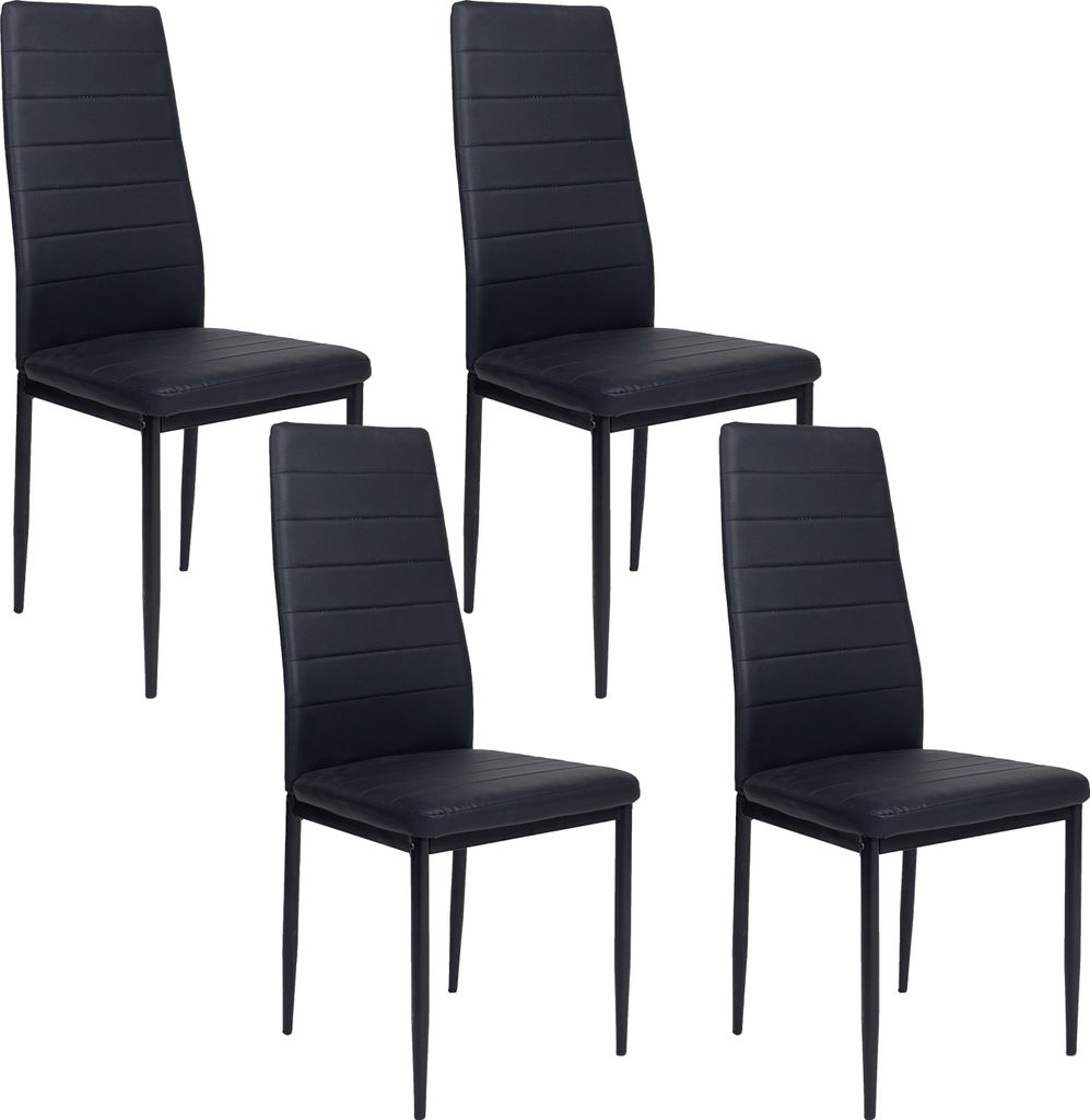 Krok Wood Oskar, Esszimmerstuhl, Wohnzimmerstuhl, Bürostuhl, Metallbeine (Schwarz, 4-er Set)