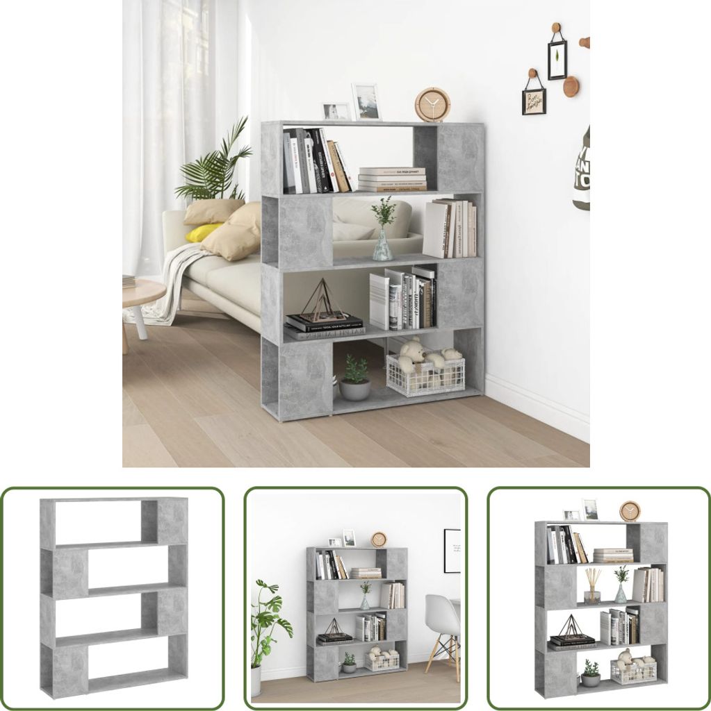 The Living Store Bücherregal Raumteiler Betongrau Produktbild 