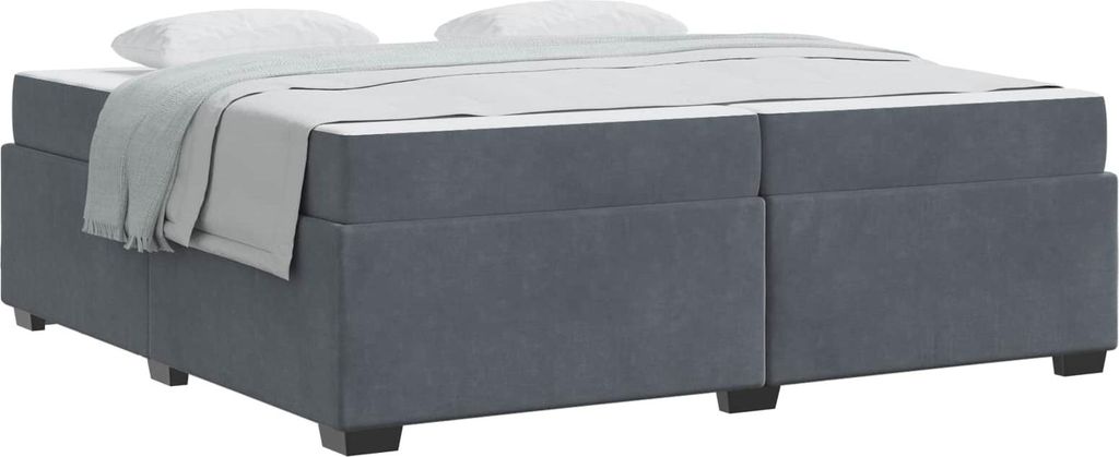 Bettrahmen mit Matratze Dunkelgrau 200 x 200 cm Stoff