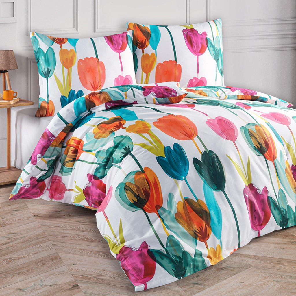 Satin-Bettwäsche Tulipi Größe: 135x200 + 80x80 cm