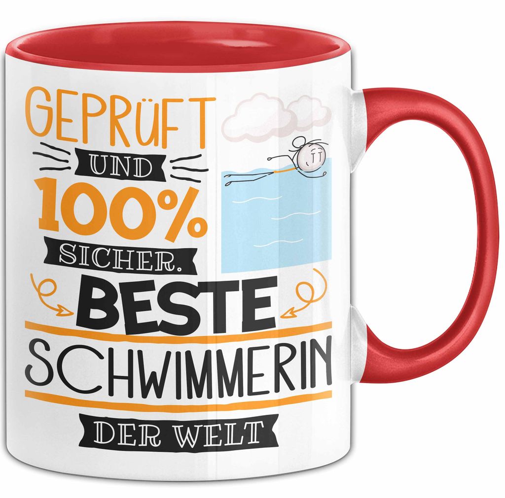 Beste Schwimmerin Der Welt Tasse Geschenk für Eine Schwimmerin Und Sicher Geschenkidee Geburtstag Weihnachten (Rot)