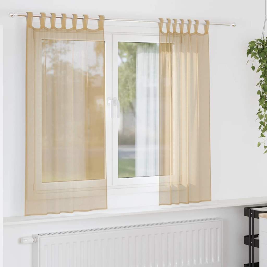 "SALE 2026"Vorhänge/Gardinen - Voile Vorhänge mit Stangentaschen 2er set - modernes Design - für Wohnzimmer Schlafzimmer - Sandfarbe Promotion44...