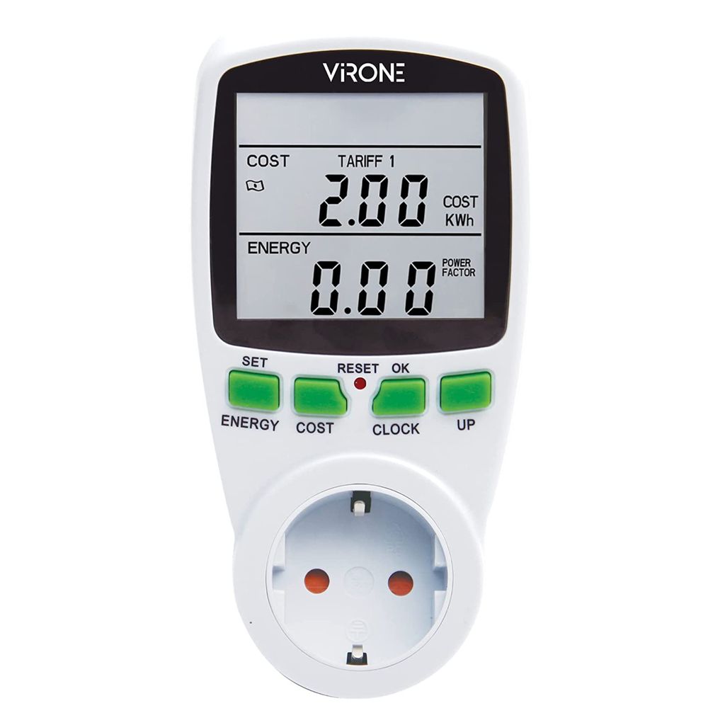 Virone de ConsumoConsumo Electrico Steckdosenmessgerät mit LCD Display Maximale Leistung 3680W mit Dual Rate