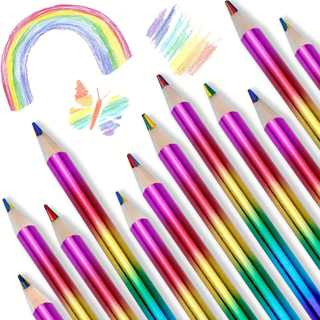 ThEast 8er-Set Regenbogen-Buntstifte – Für Erwachsene, Künstler & Anfänger, Bunte Holzbuntstifte