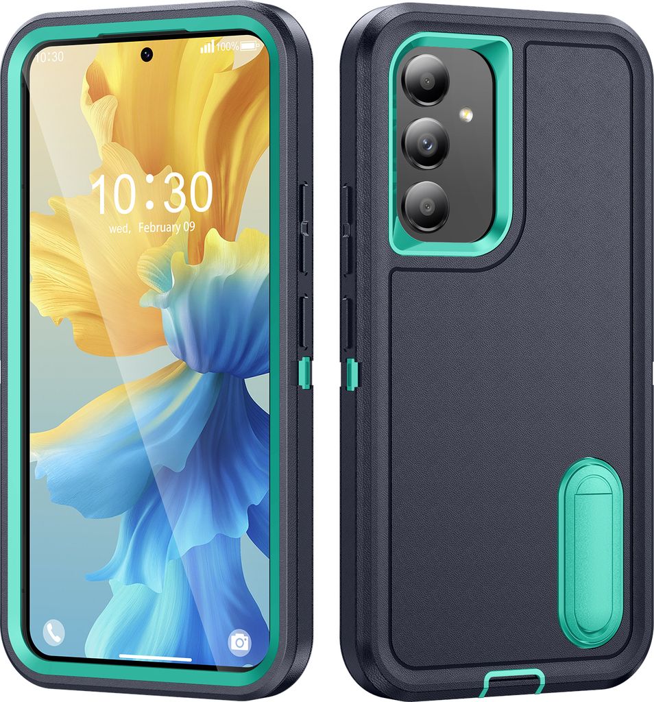 Hülle für Samsung Galaxy A54 5G Hybrid Dreilagige Robust Stoßfest Schwerlast Schutzhülle mit Ständer Blau