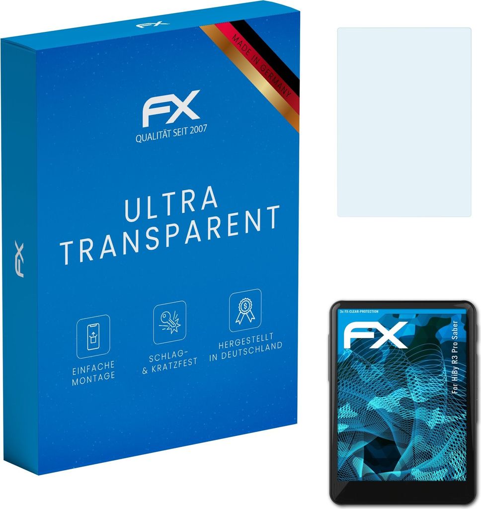 atFoliX FX-Clear 3x Schutzfolie kompatibel mit HiBy R3 Pro Saber Displayschutzfolie
