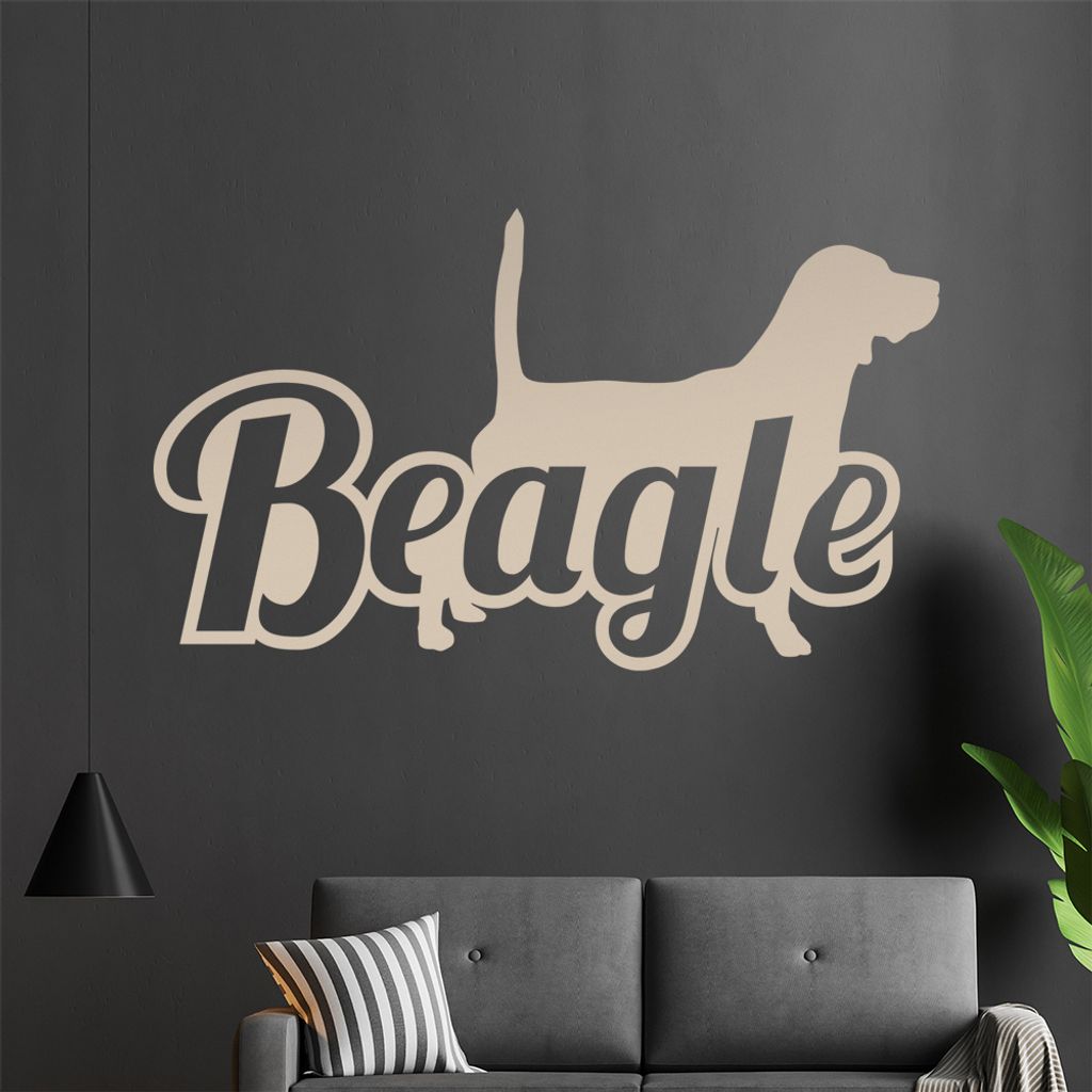KIWISTAR Beagle mit Name Silhouette Schrift Wandtattoo in 6 Größen - Wandaufkleber Wall Sticker - Dekoration, Küche, Wohnzimmer, Schlafzimmer, B...