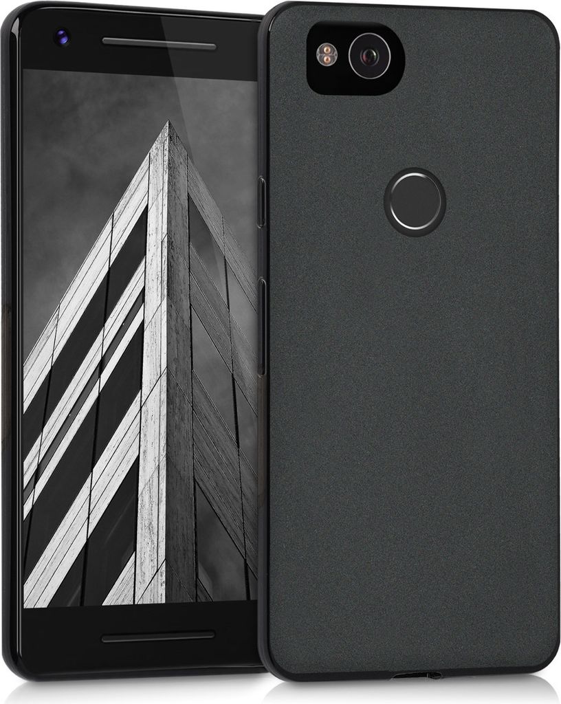 kwmobile Hülle kompatibel mit Google Pixel 2 Hülle - weiches TPU Silikon Case - Cover geeignet für kabelloses Laden - Schwarz matt