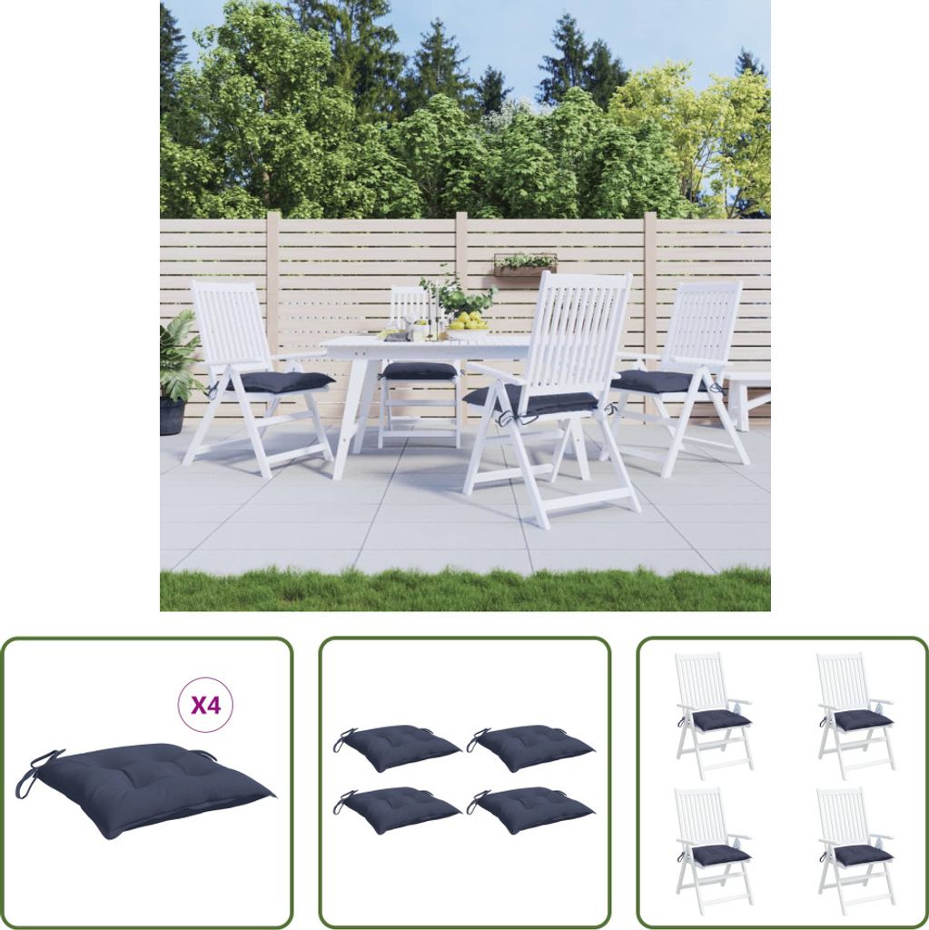 The Living Store Stuhlkissen 4 Stk. Marineblau 40x40x7 cm Oxford-Gewebe