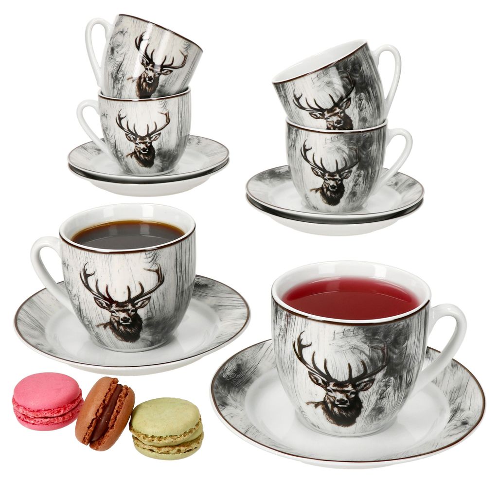6er Set Alois Kaffeetassen mit Untertassen 6 Personen Produktbild 