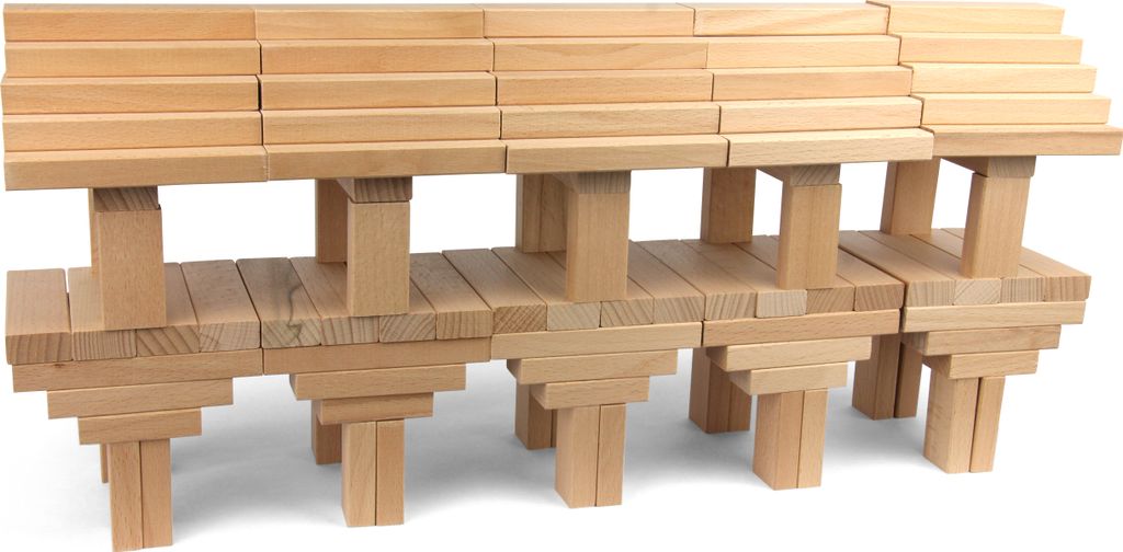 MaderaBlocks 150 XXL-Holzbausteine Natur, perfekte Ergänzung, 100% Ravensburg Bauklötze Holz unbehandelt Kinder Konstruktions-Spielzeug