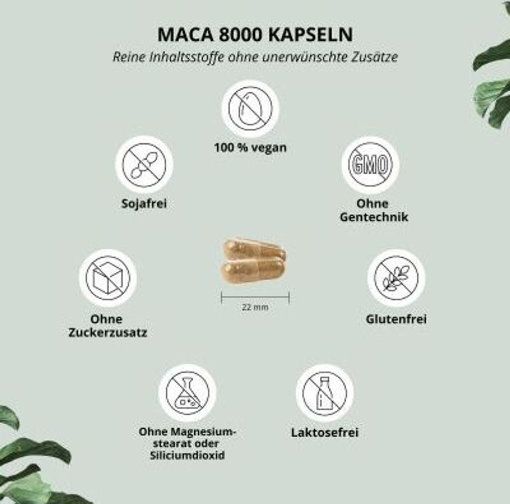 nutri+ Maca 8000 | 60 Kapseln | 400 mg 20:1 Maca-Extrakt pro Kapsel | vegan