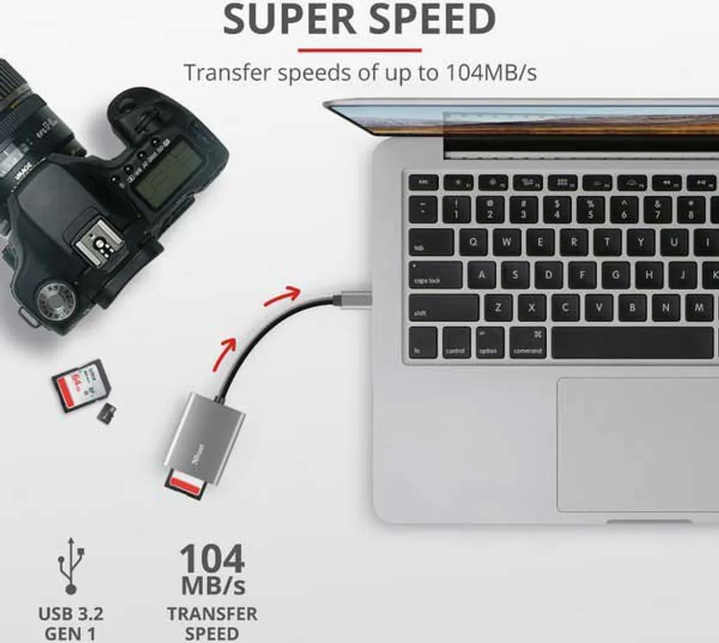 Lecteur de Cartes USB-C TRUST 24136 : Solution Transfert Rapide SD - 8