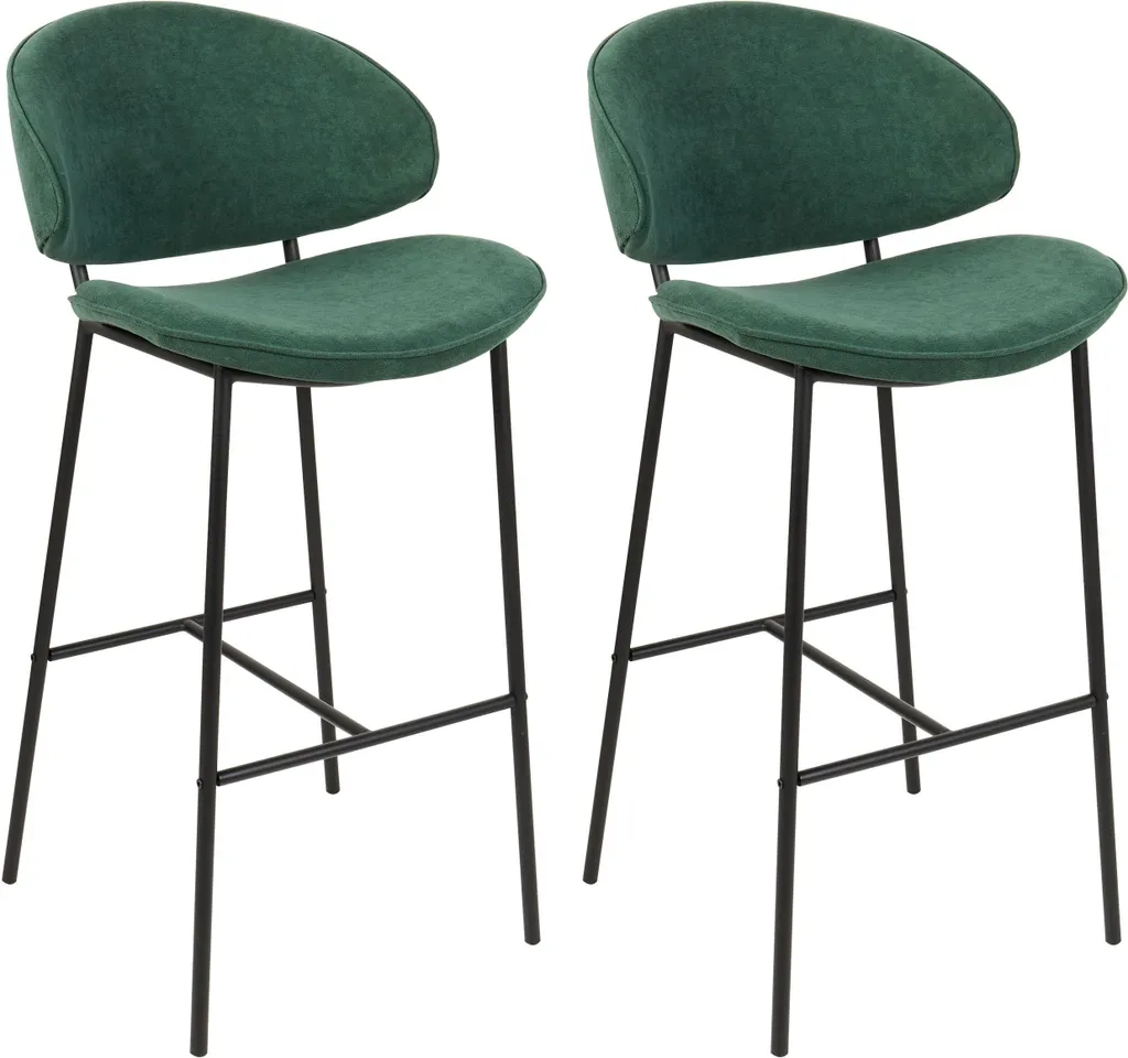 Lot de 2 chaises de bar vertes Kiana pour îlot central de cuisine