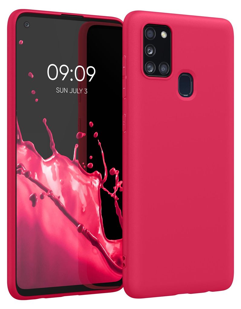 kwmobile Handyhülle für Samsung Galaxy A21s Hülle - TPU Case - Kabelloses Laden - Schutzhülle Cover in Neon Pink