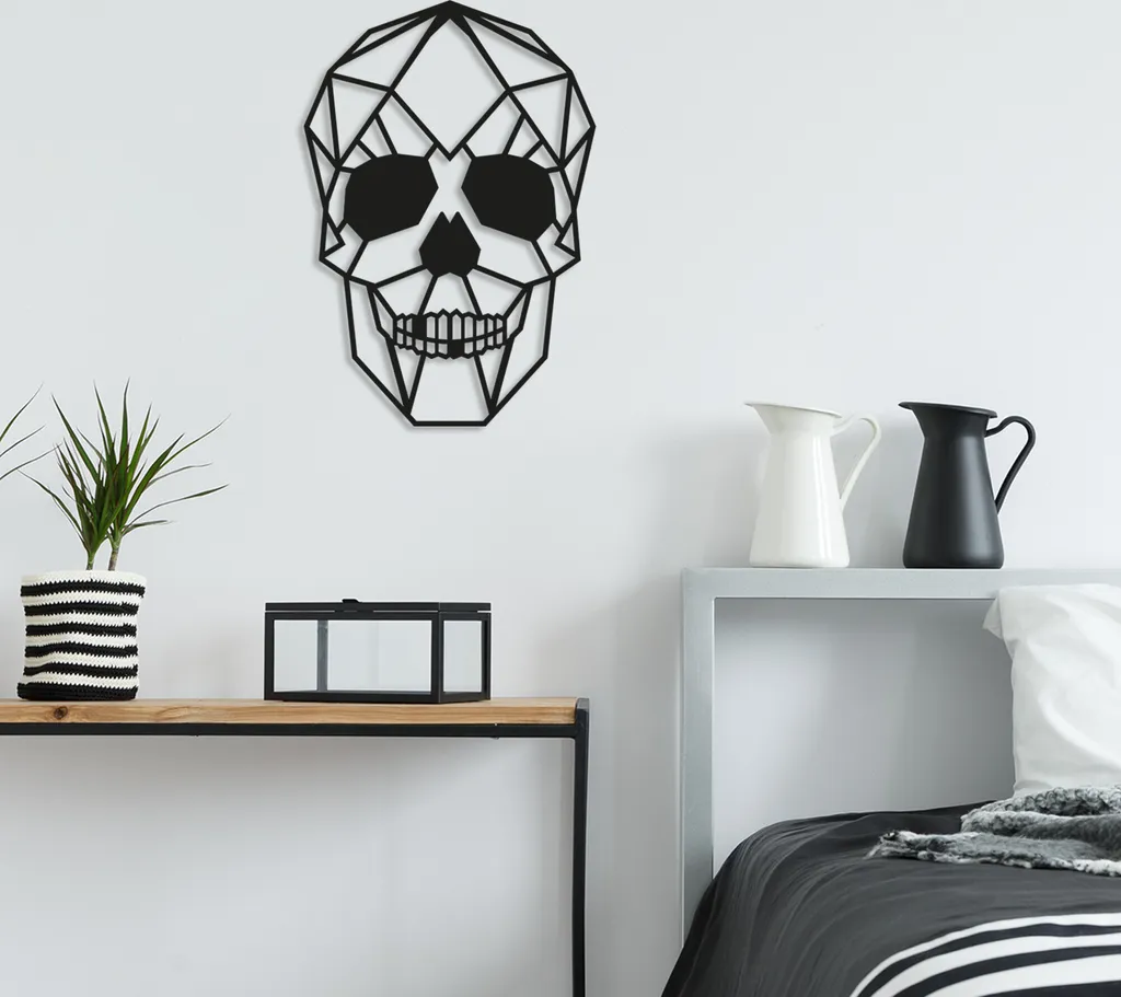 Wallity Skull Déco Murale Métal Noir 35x50 cm - Habillez vos Murs Vides Facile