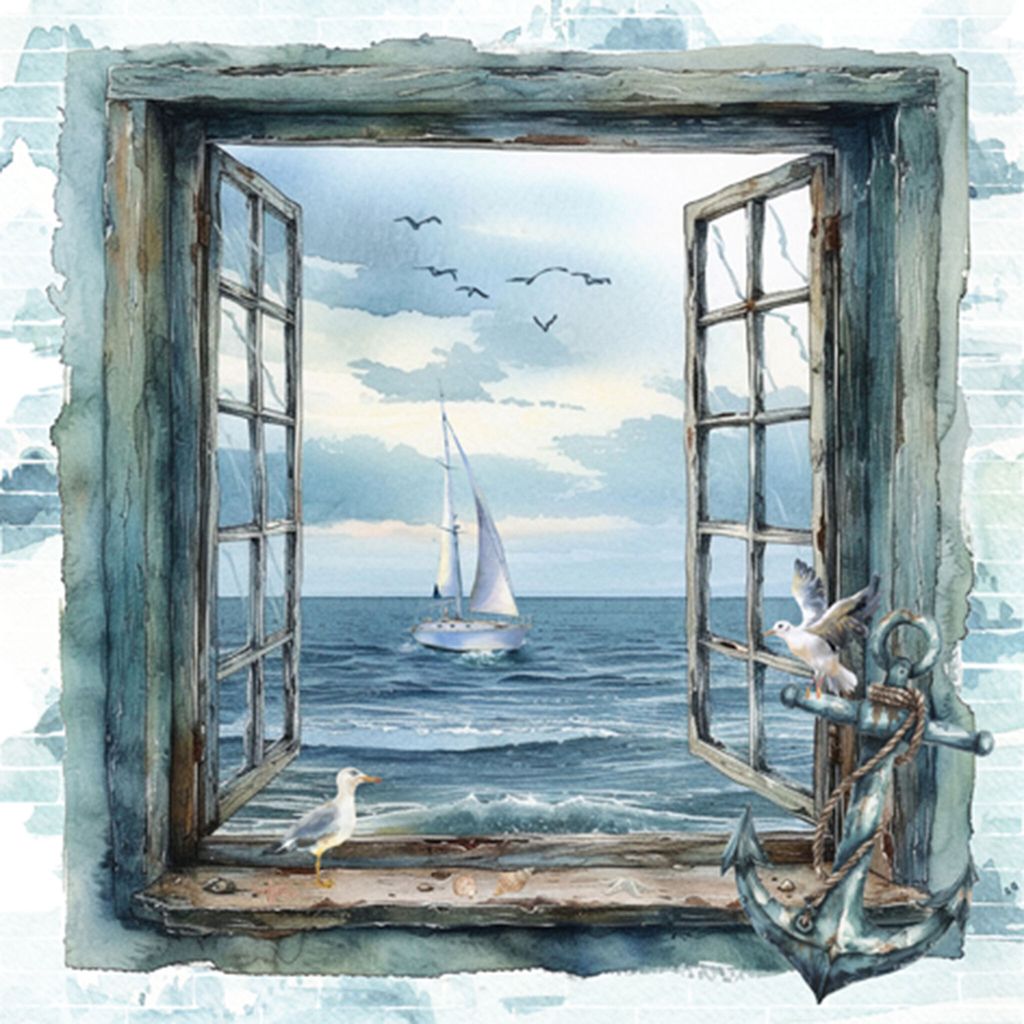 20 Servietten Sea View - Fenster zum Meer 33x33cm Produktbild 