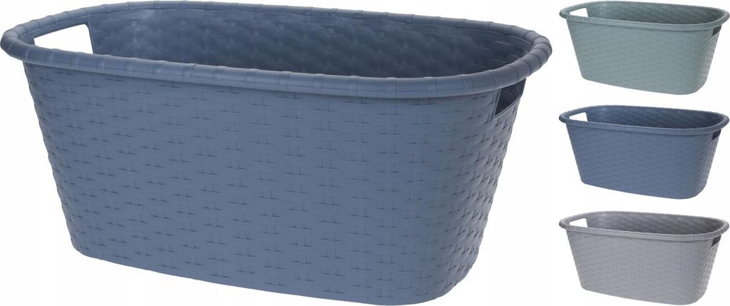Wäschekorb aus Kunststoff für das Badezimmer, geflochten, Produktbild 
