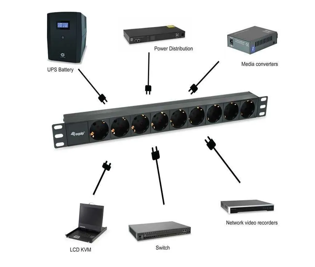 Unità PDU Equip 333282 1U 9 Prese - Soluzione Scalabile per Uffici - 5