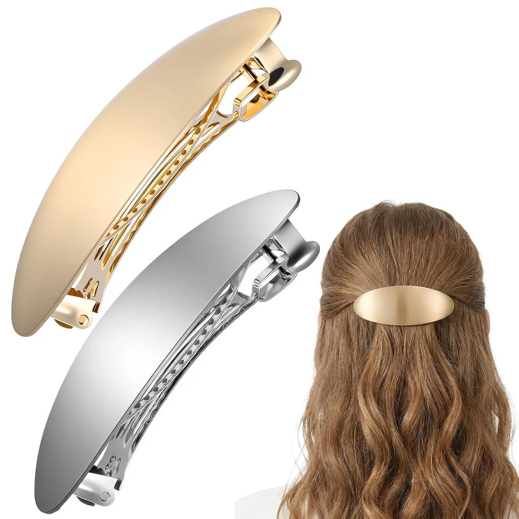Accessoires cheveux mariage : Lot de 2 barrettes ovales métal vintage 8cm