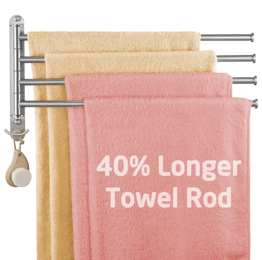 Porte-serviettes inox SUS304 rotation 180° finition brossée 4 bras
