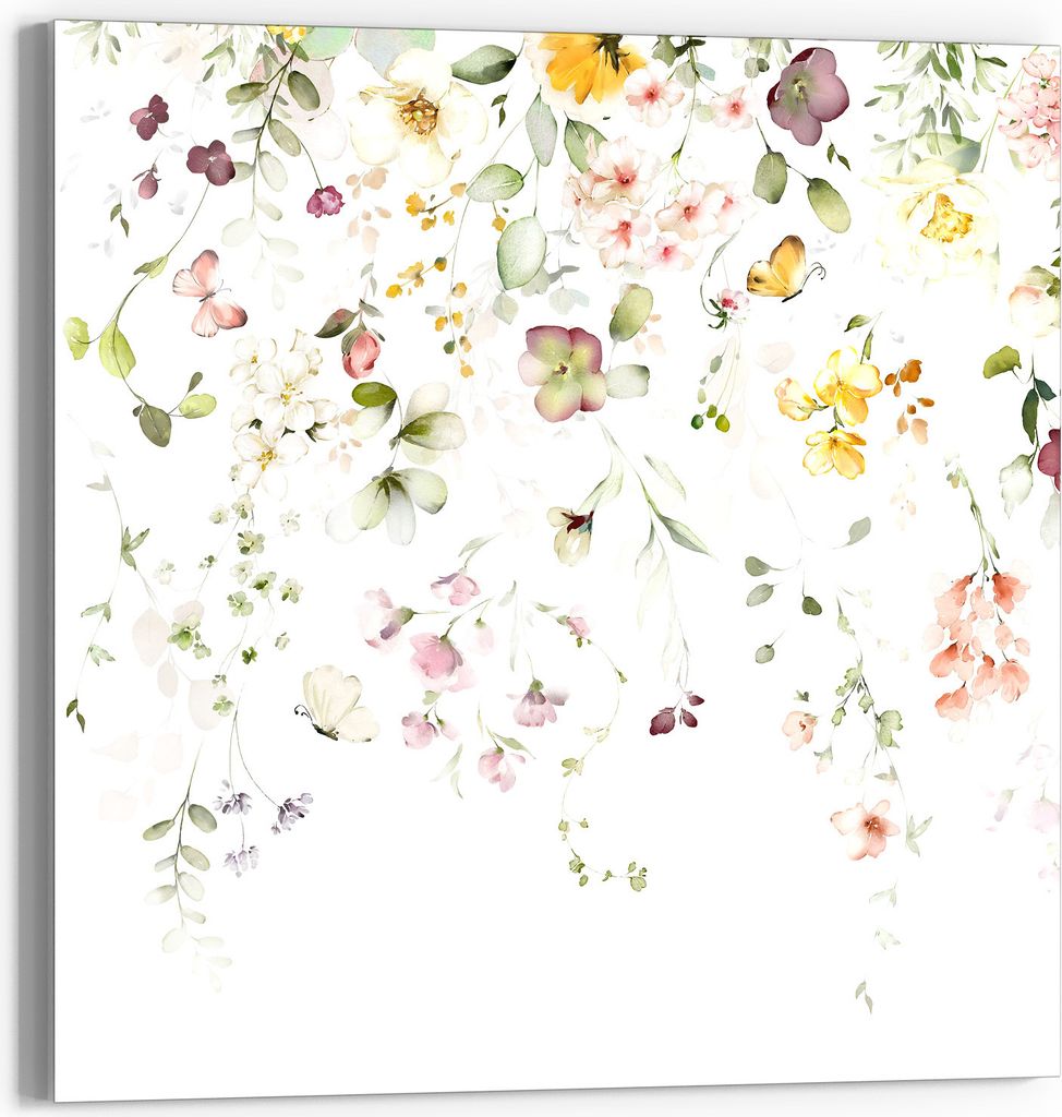 DEQORI Glasbild Echtglas 50x50 cm 'Zarte Blütenpracht' Wandbild Bild modern Deko