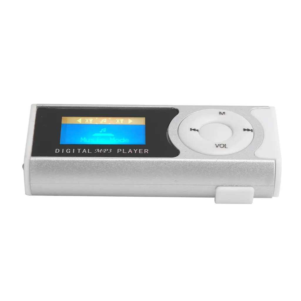 Mini Lettore Musicale MP3 LCD Argento con Torcia LED e Clip - 4