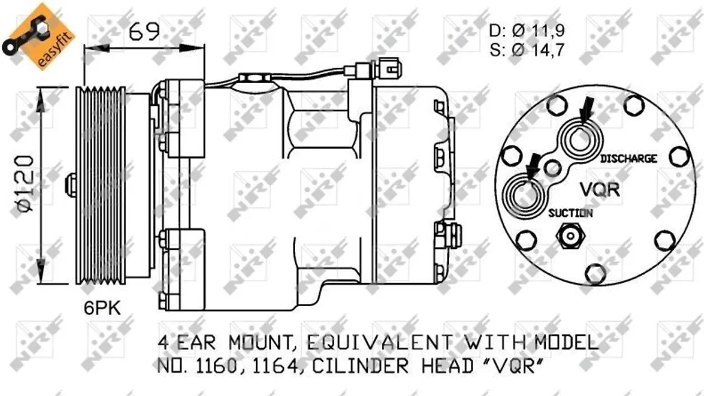 Compresseur Climatisation NRF 32748 Haute Fiabilité OE 98NW19D629AA