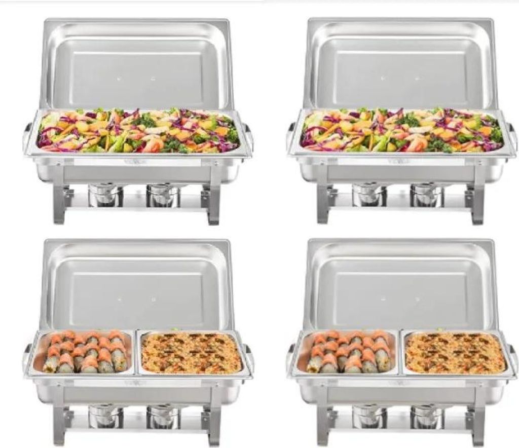 Buffet Warmhaltebehälter - Chafing Dish Set 8 QT - Edelstahl - Speisenwärmer für Catering & Party - 4er Pack