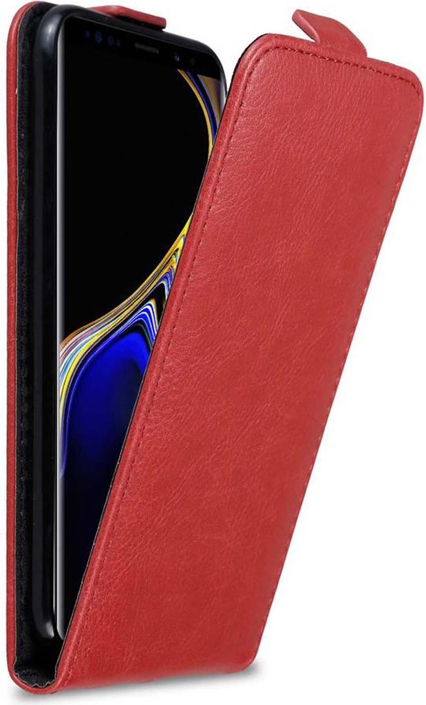Cadorabo Hülle für Samsung Galaxy NOTE 9 Schutz Hülle in Rot Flip Etui Handyhülle Case Cover