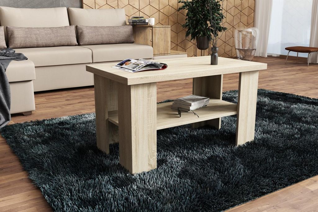 Couchtisch - Kaffeetisch - Beistelltisch - Wohnzimmertisch - Eiche Sonoma - 90 x 50 cm - Skandinavisches Design - Modulares Möbelstück - Modern