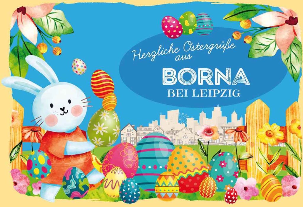 vianmo Holzschild 20x30 cm Ostergrüße BORNA bei Leipzig Ostern