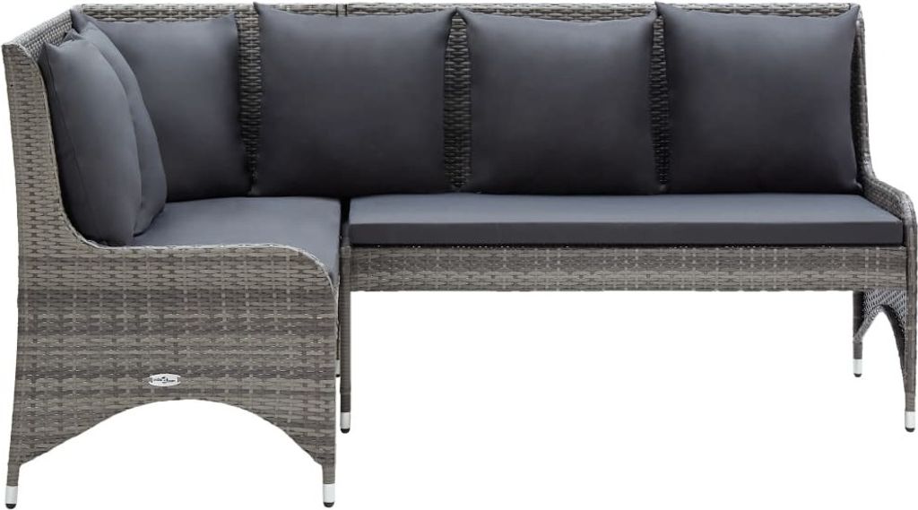vidaXL Garten-Ecksofas 2 Stk. Poly Rattan Grau Produktbild 1