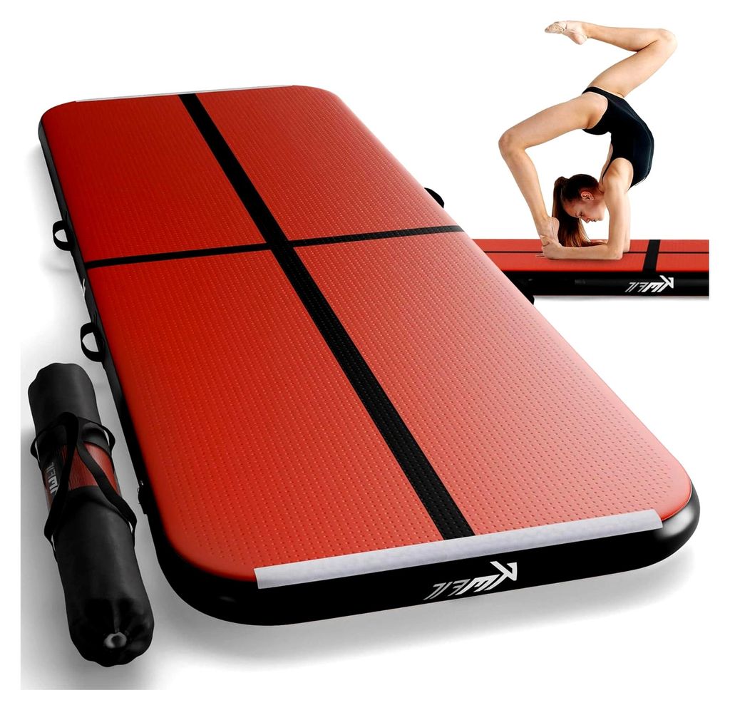 Aufblasbare Turnmatte Airtrack Gymnastikmatte 4M Tumbling Matte Fitness-Matte mit Tragetasche, elektrischer Luftpumpe und Flick-Set