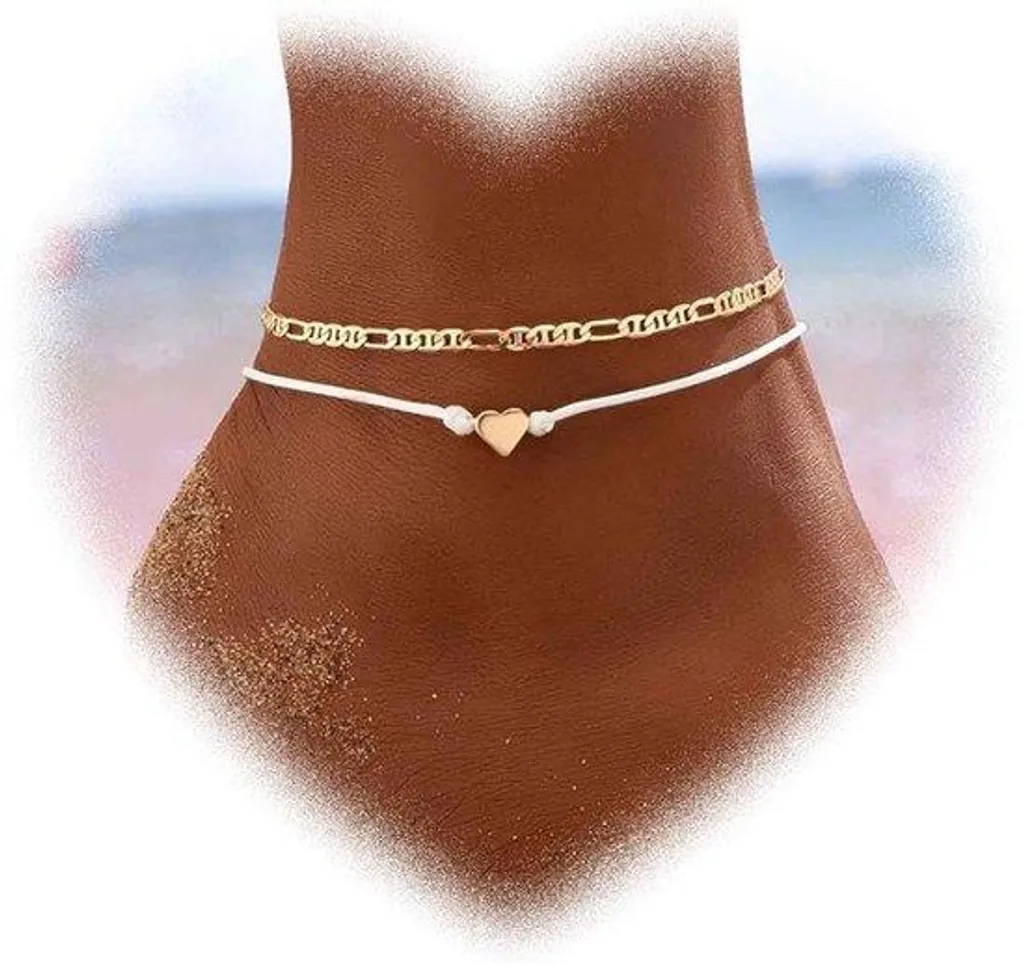 Bracelet bohème cœur en maillons dorés à l'or fin, collection Alma N°5