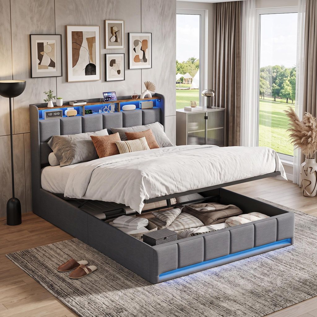 Letto imbottito INONEFT, 140 x 200 cm, letto a molle con Immagine del prodotto 