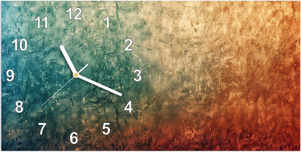 Wanduhr aus Glas mit Motiv Strukturierte Farbe- 60 x 30 cm - inkl. Aufhängesystem