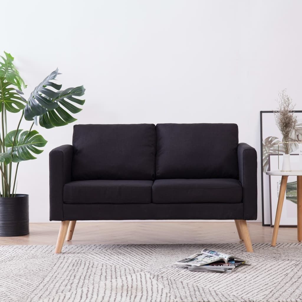 The Living Store 2-Sitzer-Sofa Stoff Schwarz