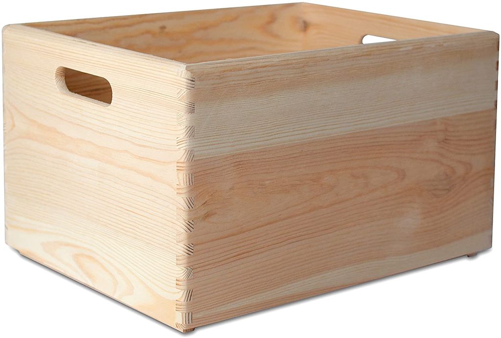 Große Holz Kiste Aufbewahrung Gemüse Kiste mit Griffen aus unlackiert Kiefernholz