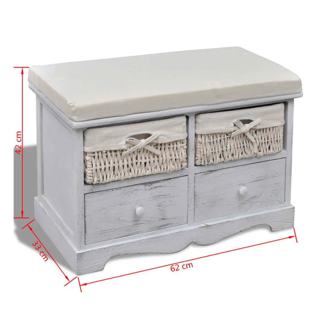 Banc de rangement 62 cm Blanc en bois pour optimiser vos petits espaces
