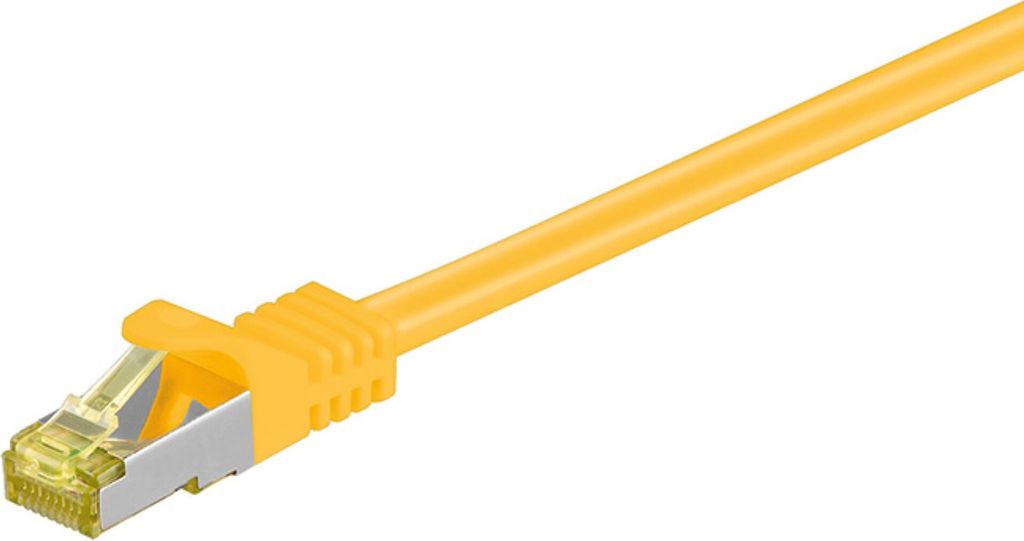 Goobay 7,5m RJ45 Patchkabel CAT 6A S/FTP (PiMF), 500 MHz, mit CAT 7 Rohkabel, gelb LSZH halogenfrei, Kupfer